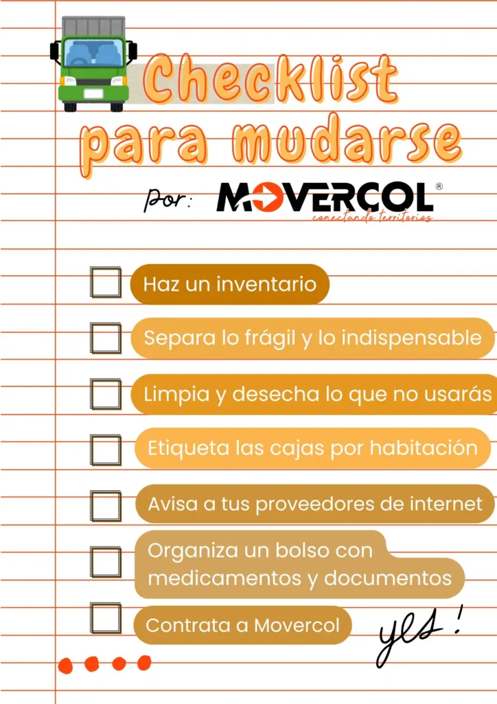 Checklist Movercol Checklist Movercol y Mudanzas de Bucaramanga a Bogotá