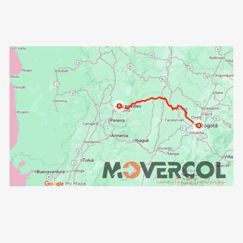 Ruta de Manizales a Bogotá Movercol