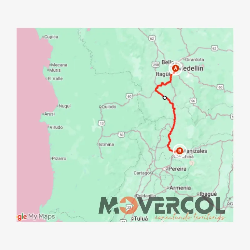 Ruta de Medellín a Manizales Movercol