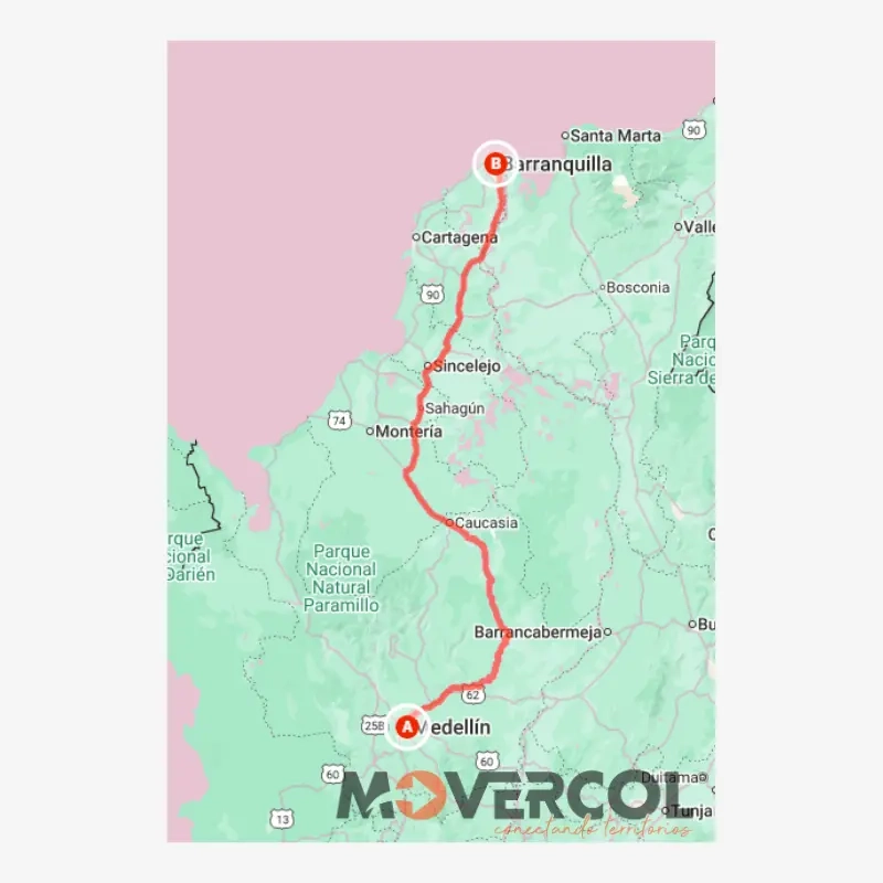 ruta de Medellín a Barranquilla Movercol ruta de Medellín a Barranquilla Movercol