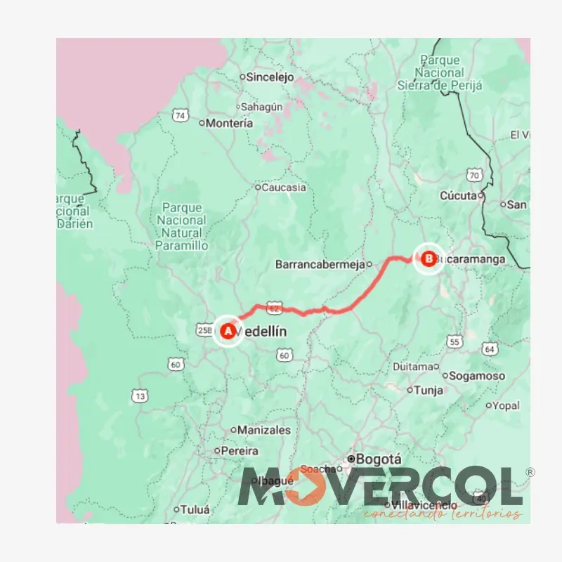 ruta de Medellín a Bucaramanga Movercol ruta de Medellín a Bucaramanga Movercol