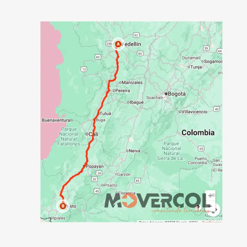 ruta de Medellín a Pasto Mudanzas de Medellín a Pasto
