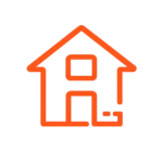 Ícono de casa naranja sobre transparencia