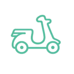 Scooter verde minimalista sobre fondo transparente